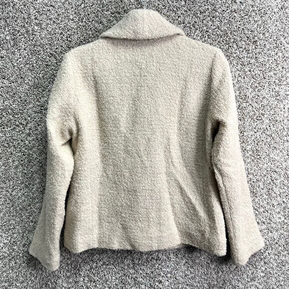 Eileen Fisher Jacket Women’s S Wheat Airy Boucle Italian Wool Shawl Collar Long - Picture 7 of 10